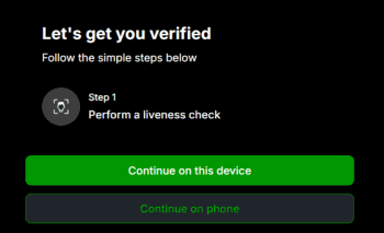 Betway South Africa Verification Liveness Check 1
