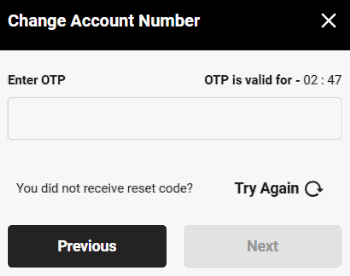 Change Betway Account Enter OTP