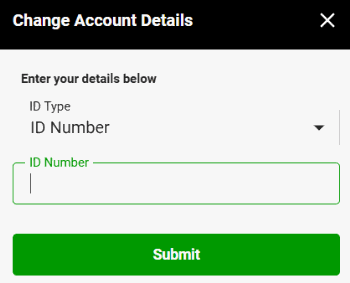 Betway Change Account Details Enter ID number