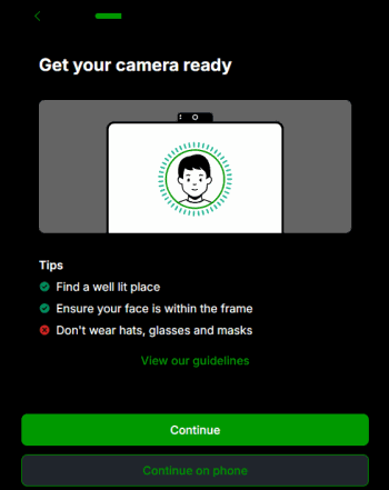 Betway South Africa Verification Liveness Check Camera